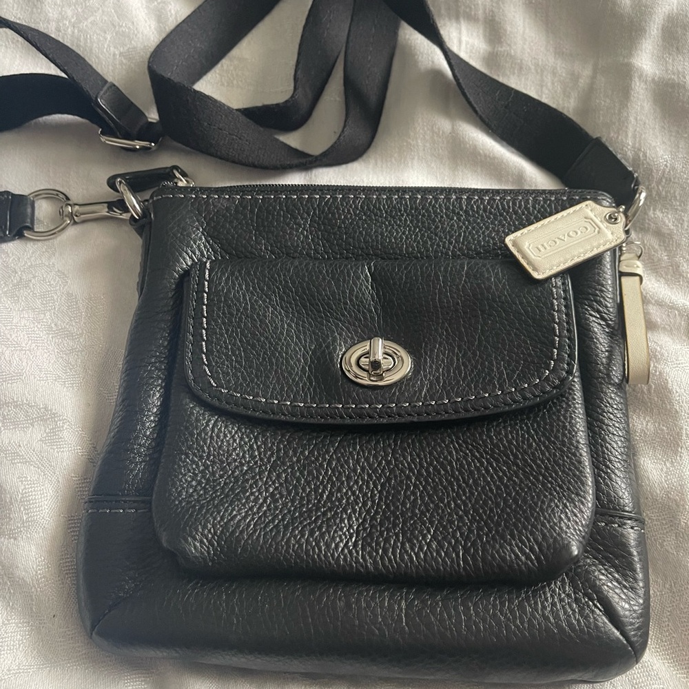 Coach Black Leather Park Swing pack 49170.